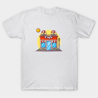 Street Café Building Cartoon Vector Icon Illustration T-Shirt